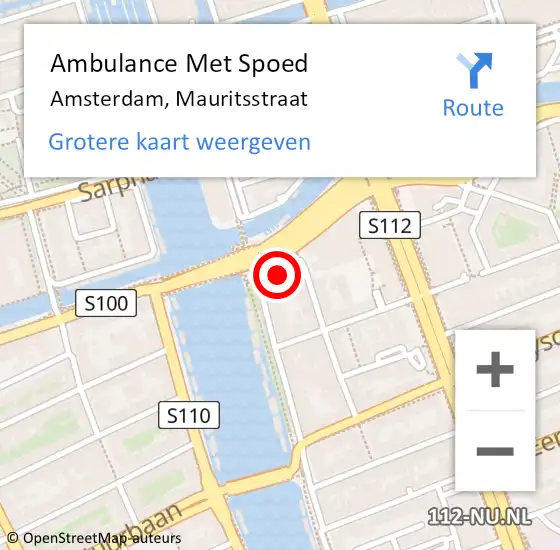 Locatie op kaart van de 112 melding: Ambulance Met Spoed Naar Amsterdam, Mauritsstraat op 9 mei 2024 15:40