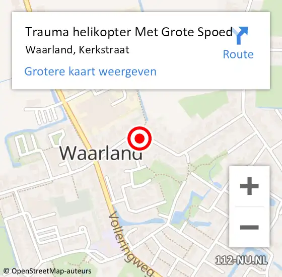 Locatie op kaart van de 112 melding: Trauma helikopter Met Grote Spoed Naar Waarland, Kerkstraat op 9 mei 2024 15:43