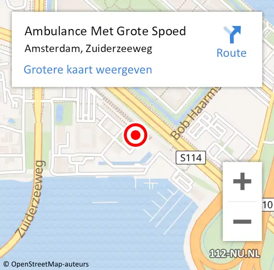 Locatie op kaart van de 112 melding: Ambulance Met Grote Spoed Naar Amsterdam, Zuiderzeeweg op 9 mei 2024 15:46