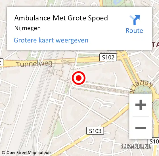 Locatie op kaart van de 112 melding: Ambulance Met Grote Spoed Naar Nijmegen op 9 mei 2024 15:55