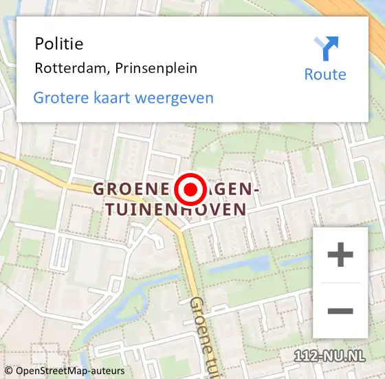 Locatie op kaart van de 112 melding: Politie Rotterdam, Prinsenplein op 9 mei 2024 16:16