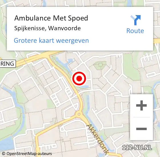 Locatie op kaart van de 112 melding: Ambulance Met Spoed Naar Spijkenisse, Wanvoorde op 9 mei 2024 16:23