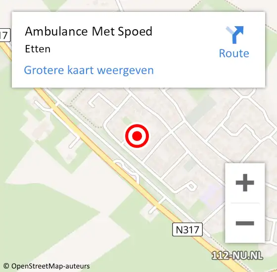 Locatie op kaart van de 112 melding: Ambulance Met Spoed Naar Etten op 9 mei 2024 16:25