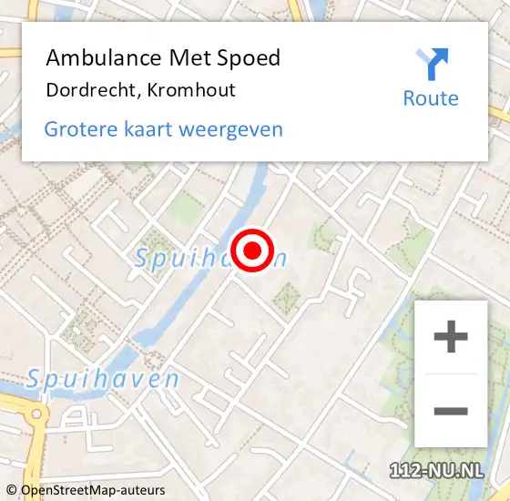 Locatie op kaart van de 112 melding: Ambulance Met Spoed Naar Dordrecht, Kromhout op 9 mei 2024 16:30