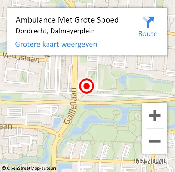 Locatie op kaart van de 112 melding: Ambulance Met Grote Spoed Naar Dordrecht, Dalmeyerplein op 9 mei 2024 16:34