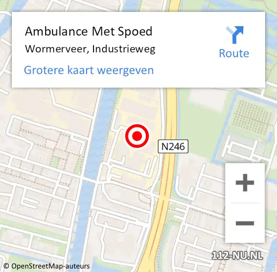 Locatie op kaart van de 112 melding: Ambulance Met Spoed Naar Wormerveer, Industrieweg op 9 mei 2024 16:36