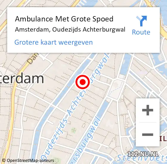 Locatie op kaart van de 112 melding: Ambulance Met Grote Spoed Naar Amsterdam, Oudezijds Achterburgwal op 9 mei 2024 16:54