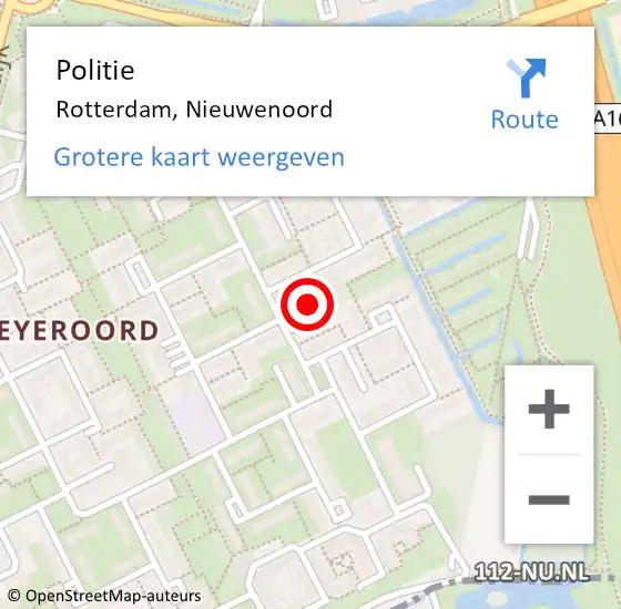Locatie op kaart van de 112 melding: Politie Rotterdam, Nieuwenoord op 9 mei 2024 17:00