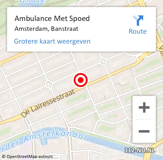 Locatie op kaart van de 112 melding: Ambulance Met Spoed Naar Amsterdam, Banstraat op 9 mei 2024 17:03