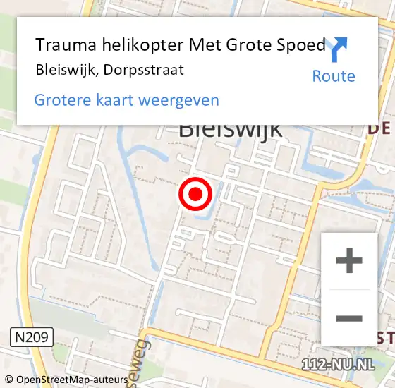 Locatie op kaart van de 112 melding: Trauma helikopter Met Grote Spoed Naar Bleiswijk, Dorpsstraat op 9 mei 2024 17:28