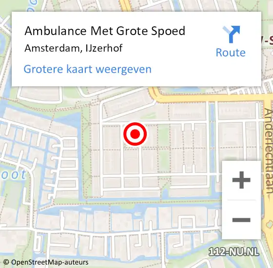 Locatie op kaart van de 112 melding: Ambulance Met Grote Spoed Naar Amsterdam, IJzerhof op 9 mei 2024 17:29