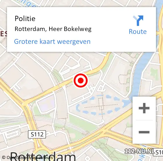 Locatie op kaart van de 112 melding: Politie Rotterdam, Heer Bokelweg op 9 mei 2024 17:38