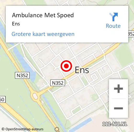 Locatie op kaart van de 112 melding: Ambulance Met Spoed Naar Ens op 9 mei 2024 17:51