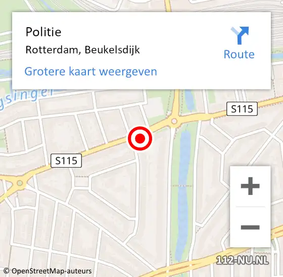 Locatie op kaart van de 112 melding: Politie Rotterdam, Beukelsdijk op 9 mei 2024 18:01