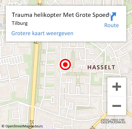 Locatie op kaart van de 112 melding: Trauma helikopter Met Grote Spoed Naar Tilburg op 9 mei 2024 18:15