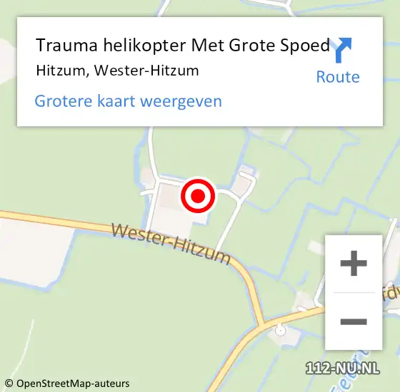 Locatie op kaart van de 112 melding: Trauma helikopter Met Grote Spoed Naar Hitzum, Wester-Hitzum op 9 mei 2024 19:13