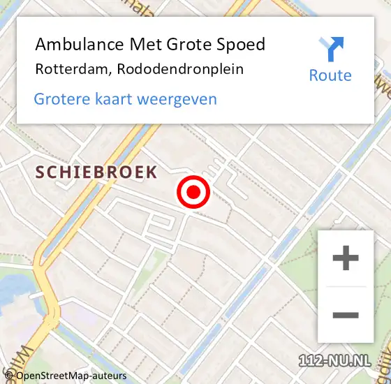 Locatie op kaart van de 112 melding: Ambulance Met Grote Spoed Naar Rotterdam, Rododendronplein op 9 mei 2024 19:27