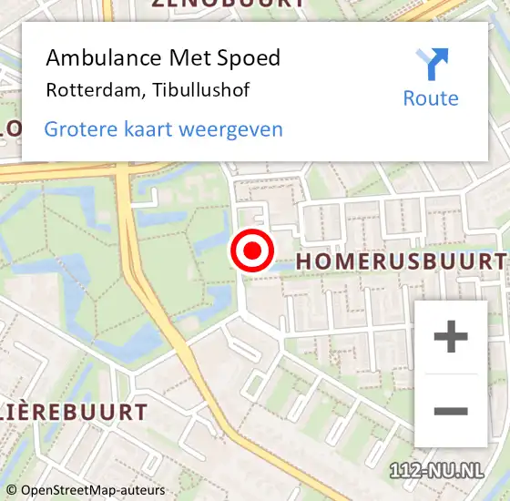Locatie op kaart van de 112 melding: Ambulance Met Spoed Naar Rotterdam, Tibullushof op 9 mei 2024 20:26