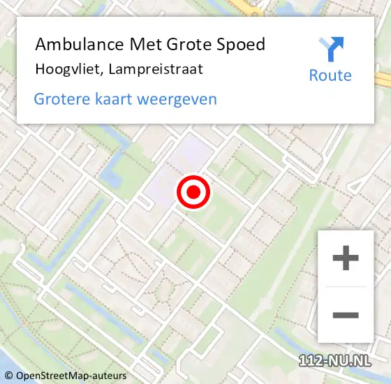Locatie op kaart van de 112 melding: Ambulance Met Grote Spoed Naar Hoogvliet, Lampreistraat op 9 mei 2024 20:34
