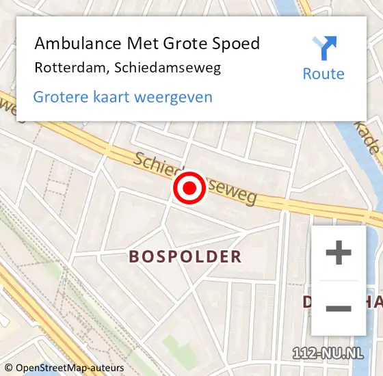 Locatie op kaart van de 112 melding: Ambulance Met Grote Spoed Naar Rotterdam, Schiedamseweg op 9 mei 2024 20:43