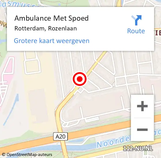 Locatie op kaart van de 112 melding: Ambulance Met Spoed Naar Rotterdam, Rozenlaan op 9 mei 2024 21:17