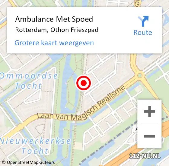 Locatie op kaart van de 112 melding: Ambulance Met Spoed Naar Rotterdam, Othon Frieszpad op 9 mei 2024 21:20