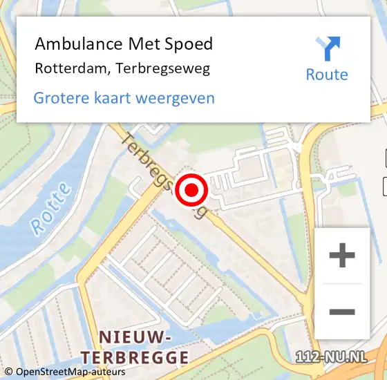 Locatie op kaart van de 112 melding: Ambulance Met Spoed Naar Rotterdam, Terbregseweg op 9 mei 2024 21:33