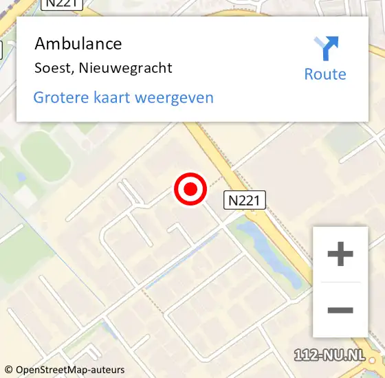 Locatie op kaart van de 112 melding: Ambulance Soest, Nieuwegracht op 18 oktober 2014 09:38
