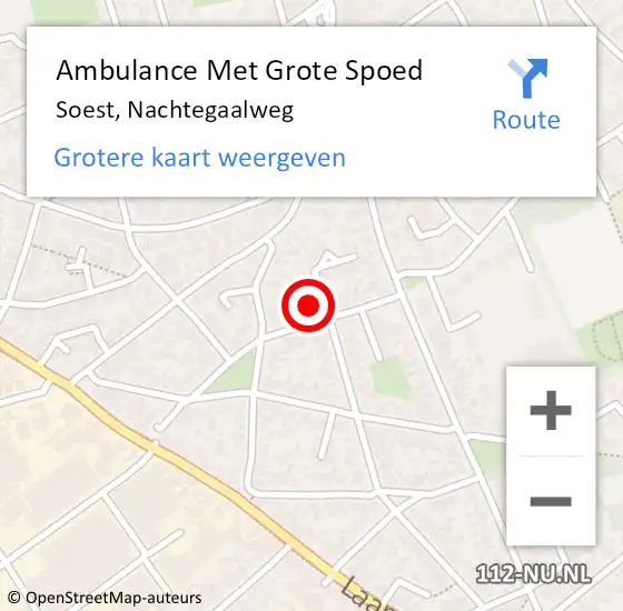 Locatie op kaart van de 112 melding: Ambulance Met Grote Spoed Naar Soest, Nachtegaalweg op 13 december 2014 03:46