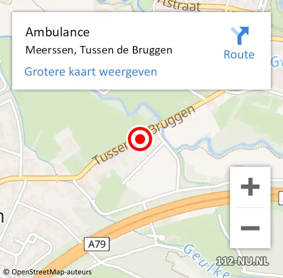 Locatie op kaart van de 112 melding: Ambulance Meerssen, Tussen de Bruggen op 28 januari 2015 15:04