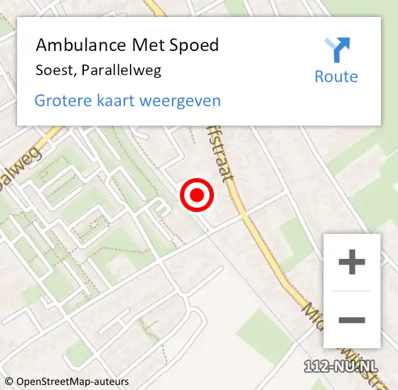 Locatie op kaart van de 112 melding: Ambulance Met Spoed Naar Soest, Parallelweg op 6 februari 2015 11:44