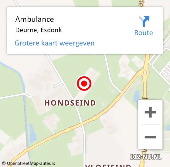 Locatie op kaart van de 112 melding: Ambulance Deurne, Esdonk op 2 juli 2015 20:49