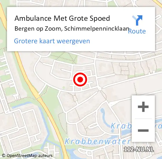 Locatie op kaart van de 112 melding: Ambulance Met Grote Spoed Naar Bergen op Zoom, Schimmelpennincklaan op 21 februari 2016 15:49