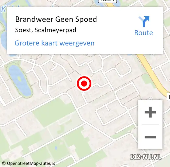 Locatie op kaart van de 112 melding: Brandweer Geen Spoed Naar Soest, Scalmeyerpad op 7 mei 2016 15:06