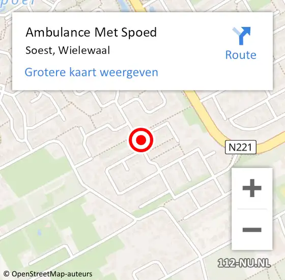 Locatie op kaart van de 112 melding: Ambulance Met Spoed Naar Soest, Wielewaal op 5 juli 2016 10:51