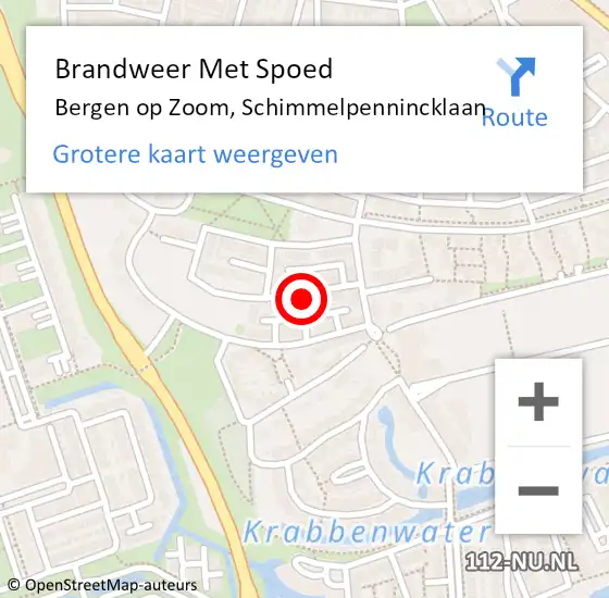 Locatie op kaart van de 112 melding: Brandweer Met Spoed Naar Bergen op Zoom, Schimmelpennincklaan op 30 juli 2016 21:18