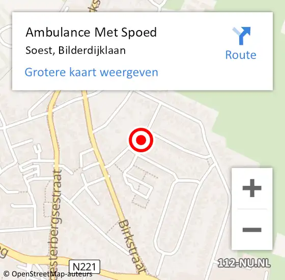 Locatie op kaart van de 112 melding: Ambulance Met Spoed Naar Soest, Bilderdijklaan op 6 augustus 2016 20:30