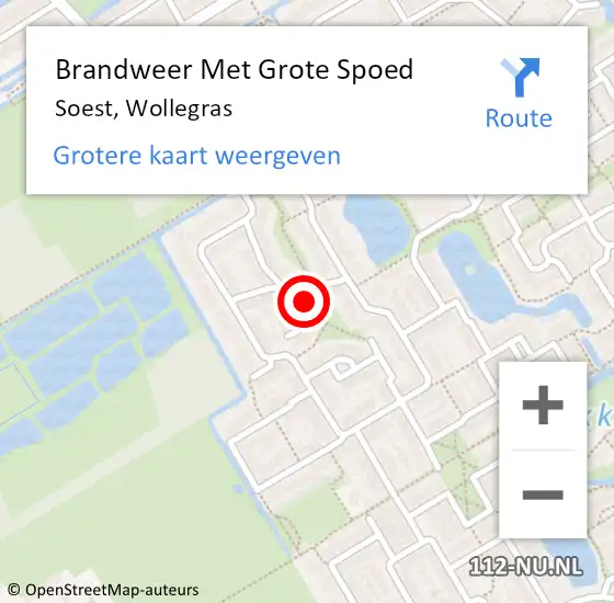 Locatie op kaart van de 112 melding: Brandweer Met Grote Spoed Naar Soest, Wollegras op 9 augustus 2016 10:28