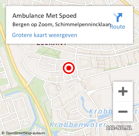 Locatie op kaart van de 112 melding: Ambulance Met Spoed Naar Bergen op Zoom, Schimmelpennincklaan op 22 augustus 2016 15:12