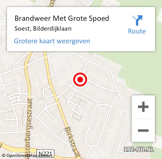 Locatie op kaart van de 112 melding: Brandweer Met Grote Spoed Naar Soest, Bilderdijklaan op 19 september 2016 08:45