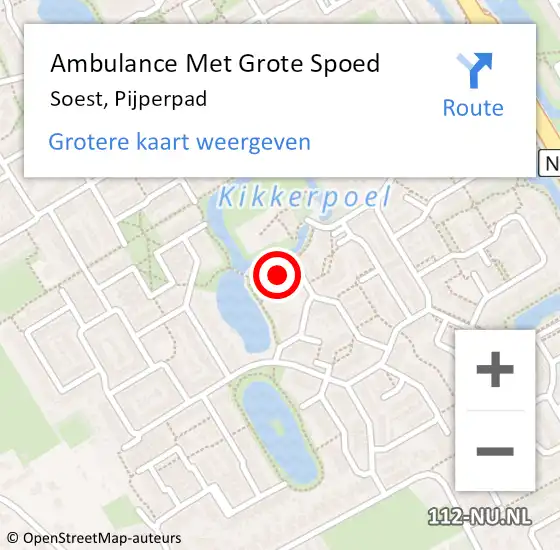 Locatie op kaart van de 112 melding: Ambulance Met Grote Spoed Naar Soest, Pijperpad op 2 november 2016 22:01