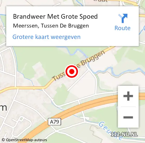 Locatie op kaart van de 112 melding: Brandweer Met Grote Spoed Naar Meerssen, Tussen De Bruggen op 8 november 2016 18:02