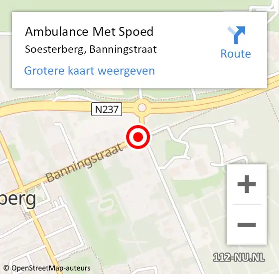 Locatie op kaart van de 112 melding: Ambulance Met Spoed Naar Soesterberg, Banningstraat op 21 december 2016 09:11