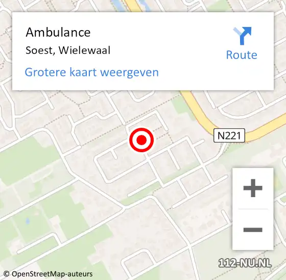 Locatie op kaart van de 112 melding: Ambulance Soest, Wielewaal op 31 december 2016 15:15