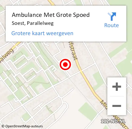 Locatie op kaart van de 112 melding: Ambulance Met Grote Spoed Naar Soest, Parallelweg op 5 februari 2017 16:15