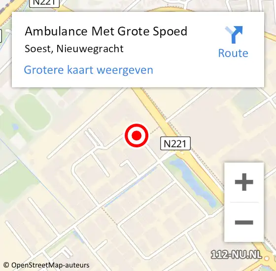 Locatie op kaart van de 112 melding: Ambulance Met Grote Spoed Naar Soest, Nieuwegracht op 14 januari 2014 11:31