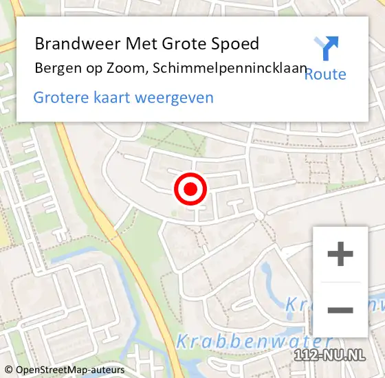 Locatie op kaart van de 112 melding: Brandweer Met Grote Spoed Naar Bergen op Zoom, Schimmelpennincklaan op 9 april 2017 16:31