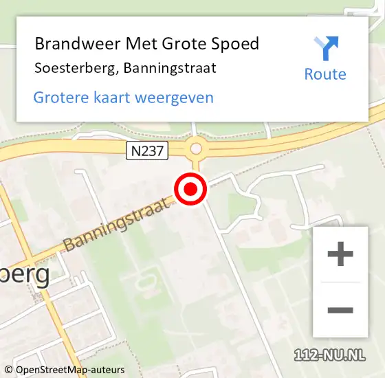 Locatie op kaart van de 112 melding: Brandweer Met Grote Spoed Naar Soesterberg, Banningstraat op 16 april 2017 20:56
