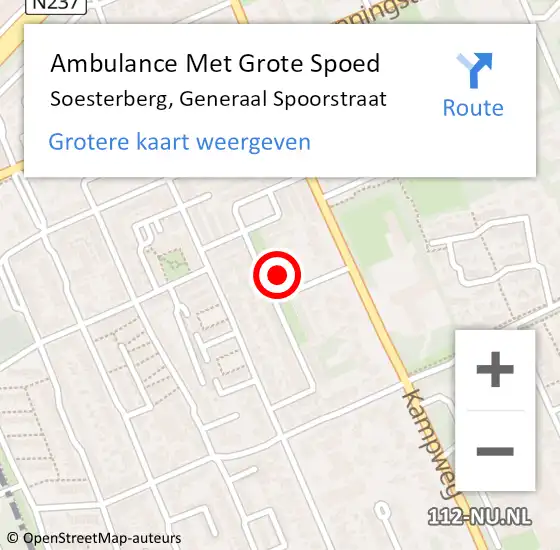 Locatie op kaart van de 112 melding: Ambulance Met Grote Spoed Naar Soesterberg, Generaal Spoorstraat op 21 juni 2017 16:05