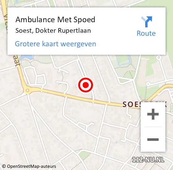 Locatie op kaart van de 112 melding: Ambulance Met Spoed Naar Soest, Dokter Rupertlaan op 23 augustus 2017 20:29